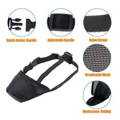 Lepark Nylon Mesh Dog Muzzle With Overhead Strap For Small,Medium And Large Dogs,Anti Biting, Barking And Chewing,Ajustable And Breathable(S,Black) -Zoomie Shop 51KucdO19wL