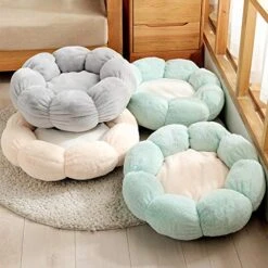 SONGBIRDTH Cat Dog Cushion Round Flower Waterproof Washable Pet Warm Sleeping Plush Bed,Breathable Cotton Blend,Removable Easy To Clean Grey S -Zoomie Shop 51L5RUk1MIL