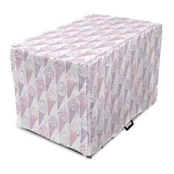Ambesonne Dessert Dog Crate Cover, Cherry Ice Cream Patterns Summer Foods Frozen Fruits Delicious Art, Easy To Use Pet Kennel Cover For Small Dogs Puppies Kittens, 22 Inch, Lavender Pale Fuchsia