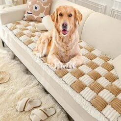 ATHNO Funnyfuzzy Pet Mat Bed Couch Cover,Cream-Coloured Large Plaid Square Pet Mat Bed Couch Cover,Small/Medium/Large Size Non-Slip Thickened Pet Mat For Couch Or Floor,Bed (C,27.6x59.06 In) -Zoomie Shop 51LTBm6PKL. AC 2