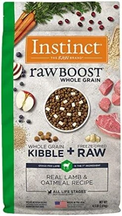 Instinct Raw Boost Whole Grain Real Lamb & Oatmeal Recipe Natural Dry Dog Food, 4.5 Lb. Bag -Zoomie Shop 51LpzxdutHL. AC