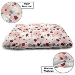 Ambesonne Peach Pet Bed, Raspberries Blueberries Cranberries Food Themed Design With Abstract Circle Backdrop, Chew Resistant Pad For Dogs And Cats Cushion With Removable Cover, 24" X 39", Multicolor -Zoomie Shop 51LwTMnMHaL