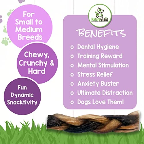 Nature Gnaws Braided Gnaws For Dogs - Premium Natural Beef Dog Chew Treats - Combo Of Bully Sticks, Gullet Jerky And Tripe Twists - Rawhide Free 5 Nature Gnaws Braided Gnaws For Dogs - Premium Natural Beef Dog Chew Treats - Combo Of Bully Sticks, Gullet Jerky And Tripe Twists - Rawhide Free - Image 5