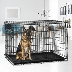 BLKMTY Foldable Dog Crate Wire Metal Dog Cage Large 30" Dog Kennel W/Divider Panel Double-Door Animal Segregation Cage Pet Crate W/Tray Dog Crates Indoor Outdoor Travel Camping Pet Playpen -Zoomie Shop 51MFyLTgiL. AC