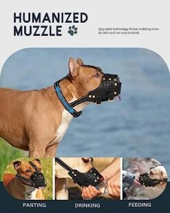 Dog Muzzle Leather, Pitbull Muzzle Amstaff Muzzles Staffordshire Terrier Secure Basket, Breathable And Adjustable Soft Muzzle For Medium Large Breeds Anti Biting Barking Chewing (Black, M) 13 Dog Muzzle Leather, Pitbull Muzzle Amstaff Muzzles Staffordshire Terrier Secure Basket, Breathable And Adjustable Soft Muzzle For Medium Large Breeds Anti Biting Barking Chewing (Black, M) -Zoomie Shop 51MGS9RM5rL
