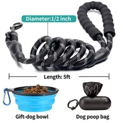 COOYOO 2 Pack Dog Leash 2/5/6 FT Heavy Duty - Comfortable Padded Handle - Reflective Dog Leash For Medium Large Dogs With Collapsible Pet Bowl -Zoomie Shop 51MYs66begL
