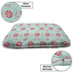 Lunarable Candy Cane Wooden Dog House, Round And Cane Candy Design Ornamental Christmas Theme Holiday Food, Outdoor & Indoor Portable Dog Kennel With Pillow And Cover, X-Large, Vermilion Seafoam White 17 Lunarable Candy Cane Wooden Dog House, Round And Cane Candy Design Ornamental Christmas Theme Holiday Food, Outdoor & Indoor Portable Dog Kennel With Pillow And Cover, X-Large, Vermilion Seafoam White -Zoomie Shop 51MffKUxTiL