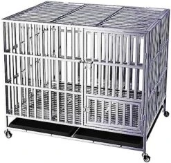 Collapsible Dog Cage, Four Wheel Stainless Steel Dog Kennel, Suitable For All Kinds Of Pet Dogs And Cats, Large Dog And Dog Cage (Size : 125 * 95 * 110) -Zoomie Shop 51NL9WKw jL. AC