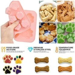 Elesunory Silicone Dog Treat Molds, Silicone Puppy Paw And Bone Mold, Stainless Steel Dog Bone Cookie Cutters With 100Pcs Dog Treat Bags, Non-Stick Food Grade Dog Molds For Chocolate, Candy, Ice Cube 10 Elesunory Silicone Dog Treat Molds, Silicone Puppy Paw And Bone Mold, Stainless Steel Dog Bone Cookie Cutters With 100Pcs Dog Treat Bags, Non-Stick Food Grade Dog Molds For Chocolate, Candy, Ice Cube -Zoomie Shop 51NeyrsNICL