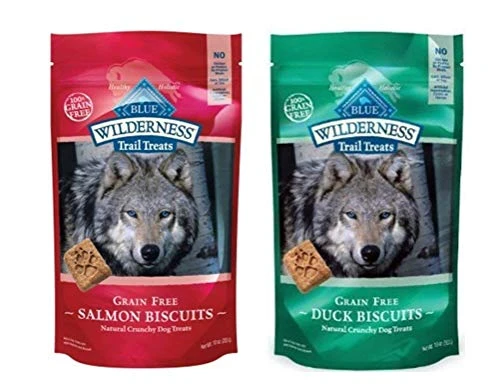 Wilderness Blue Buffalo Trail Treats Grain-Free Dog Biscuits 2 Flavor Variety Bundle: (1) Duck, And (1) Salmon, 10 Ounces 1 Wilderness Blue Buffalo Trail Treats Grain-Free Dog Biscuits 2 Flavor Variety Bundle: (1) Duck, And (1) Salmon, 10 Ounces