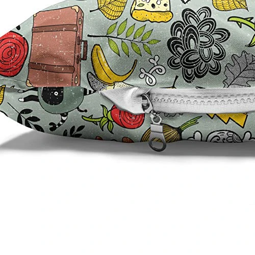 Ambesonne Grunge Pet Bed, Various Skull Omelet Watermelon Onion Mushroom Cooking Eye Banana Food Illustration, Chew Resistant Pad For Dogs And Cats Cushion With Removable Cover, 24" X 39", Multicolor 4 Ambesonne Grunge Pet Bed, Various Skull Omelet Watermelon Onion Mushroom Cooking Eye Banana Food Illustration, Chew Resistant Pad For Dogs And Cats Cushion With Removable Cover, 24" X 39", Multicolor - Image 4