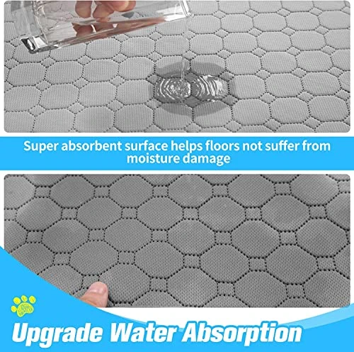 Waterproof Dog Food Mat Non-Slip - Pack Of 2 Dog Bowl Mat Absorbent Pet Feeding Mats Washable Pee Pads For Puppies Cats, Solid Grey 24" X 16" 3 Waterproof Dog Food Mat Non-Slip - Pack Of 2 Dog Bowl Mat Absorbent Pet Feeding Mats Washable Pee Pads For Puppies Cats, Solid Grey 24" X 16" - Image 3