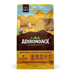Adirondack Puppy Food For Puppies And Performance Dogs Made In USA [Natural Dog Food For All Breeds And Sizes], Chicken Meal & Brown Rice Recipe, 4 Lb. Bag, 00800