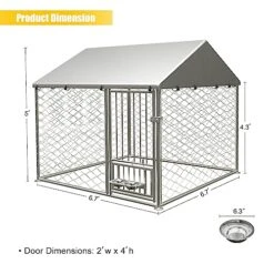 Tmsan Dog Kennel Outdoor, Dog House With Waterproof Roof & Secure Lock, Large Dog Crate Fence, Outside Pet Playpen For Chicken, Rabbit, Cat, 6.67ft -Zoomie Shop 51OmMJ70UJL