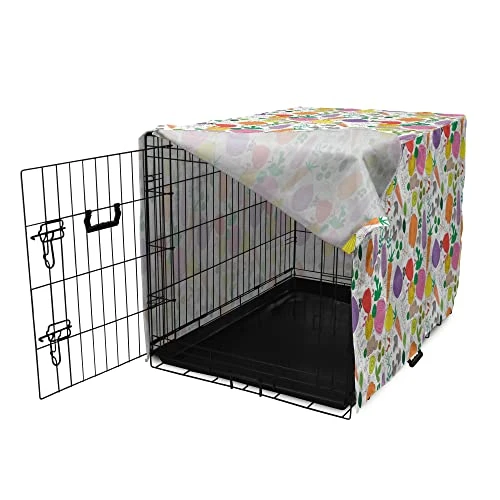 Ambesonne Vegetable Dog Crate Cover, Drawing Of Vegetarian Food Colorful Peper Eggplant And Carrot Design, Easy To Use Pet Kennel Cover For Small Dogs Puppies Kittens, 18 Inch, Pink Orange 2 Ambesonne Vegetable Dog Crate Cover, Drawing Of Vegetarian Food Colorful Peper Eggplant And Carrot Design, Easy To Use Pet Kennel Cover For Small Dogs Puppies Kittens, 18 Inch, Pink Orange - Image 2