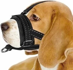 SlowTon Soft Dog Muzzle, Adjustable Padded Nylon Muzzle For Large Medium Dogs Anti Chewing Barking Biting, Allow Dog Pant & Drink (Black, L) -Zoomie Shop 51PCmfmIHDL. AC