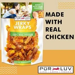 Pur Luv Chicken And Sweet Potato Jerky Wraps, Rawhide Free, Made With Real Chicken And Sweet Potato, Healthy, Easily Digestible, Long Lasting, And High Protein Dog Treat, 16 Oz, Brown -Zoomie Shop 51PI7z5r9RL