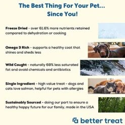 A Better Treat – Freeze Dried Salmon Dog Treats, Wild Caught, Single Ingredient | Natural High Value | Gluten Free, Grain Free, High Protein, Diabetic Friendly | Natural Fish Oil | Made In The USA -Zoomie Shop 51PcJYe8QcL