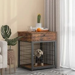 Furniture Style Dog Crate, Decorative Dog Kennel End Table, Storage Drawer, Indoor Dog House For Small Dogs, Rustic Brownn