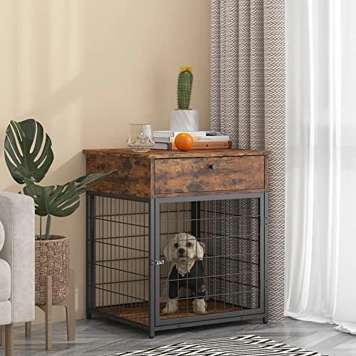 Furniture Style Dog Crate, Decorative Dog Kennel End Table, Storage Drawer, Indoor Dog House For Small Dogs, Rustic Brownn 1 Furniture Style Dog Crate, Decorative Dog Kennel End Table, Storage Drawer, Indoor Dog House For Small Dogs, Rustic Brownn
