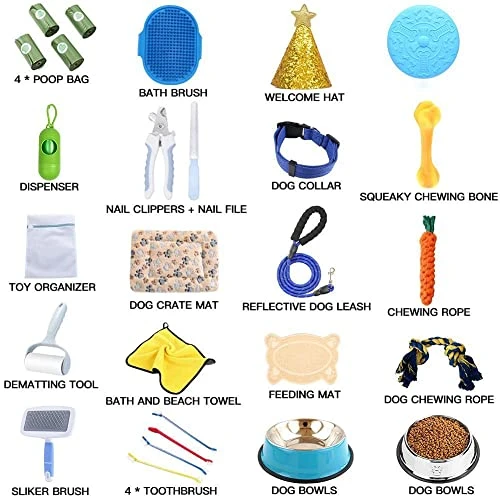 LINXTAR Puppy Starter Kit 27pcs For Small/Medium Breed Puppy Essential, Includes: Puppy Toys/Plush Dog Bed/Bowls With Food Mat/Leash Collar/Bath Grooming Supplies/Cleaning Accessories 2 LINXTAR Puppy Starter Kit 27pcs For Small/Medium Breed Puppy Essential, Includes: Puppy Toys/Plush Dog Bed/Bowls With Food Mat/Leash Collar/Bath Grooming Supplies/Cleaning Accessories - Image 2