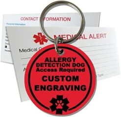 My Identity Doctor Allergy Detection Service Dog ID Custom Engraved Round Plastic - White - Large -Zoomie Shop 51QNTXEXtmL. AC