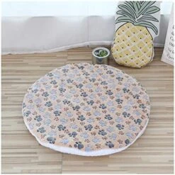 UNOVAP Soft Pet Dog Mat Cotton Paws Footprints Washable Round Pet Blanket Double-Sided Warm Sleeping Bed (Color : Coffee, Size : Diameter 50cm) -Zoomie Shop 51QPtz9ar3L. AC