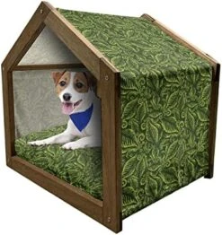 Lunarable Vegetables Wooden Dog House, Ornate Food Garlic Pepper Cauliflower Delicious Plants Image, Outdoor & Indoor Portable Dog Kennel With Pillow And Cover, X-Large, Lime Green Yellow -Zoomie Shop 51QvSJCtldL. AC