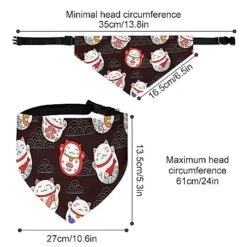 GENERIC Cats Maneki-Neko, Lucky Charms Pet Bandana Collar - Scarf Collar - Art Dog Bandana Minimal Head Cicumference