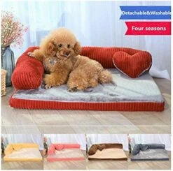 YangYan Large Dog Bed Sofa Dog Cat Pet Cushion For Big Dogs Washable Nest Cat Litter Teddy Puppy Mat Kennel Pet House S M L XL (Color : Pink, Size : 70x55x15cm) -Zoomie Shop 51QyAmo RwL. AC 3