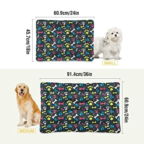 Ultra Soft Dog Cat Crate Bed Blanket-Colorful Paw Prints And Bones Fluffy Pet Bed All Season-Short Pile-Anti-Slip Pet Beds 24"x18" 3 Ultra Soft Dog Cat Crate Bed Blanket-Colorful Paw Prints And Bones Fluffy Pet Bed All Season-Short Pile-Anti-Slip Pet Beds 24"x18" - Image 3