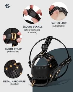 Dog Muzzle Leather, Pitbull Muzzle Amstaff Muzzles Staffordshire Terrier Secure Basket, Breathable And Adjustable Soft Muzzle For Medium Large Breeds Anti Biting Barking Chewing (Black, M) 12 Dog Muzzle Leather, Pitbull Muzzle Amstaff Muzzles Staffordshire Terrier Secure Basket, Breathable And Adjustable Soft Muzzle For Medium Large Breeds Anti Biting Barking Chewing (Black, M) -Zoomie Shop 51RBrcWlAUL