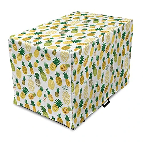 Ambesonne Food Dog Crate Cover, Cartoon Style Fruits Simplistic HDrawn Tropical Pineapples With Stripes Dots, Easy To Use Pet Kennel Cover For Small Dogs Puppies Kittens, 18 Inch, Hunter Green Mustard 1 Ambesonne Food Dog Crate Cover, Cartoon Style Fruits Simplistic HDrawn Tropical Pineapples With Stripes Dots, Easy To Use Pet Kennel Cover For Small Dogs Puppies Kittens, 18 Inch, Hunter Green Mustard