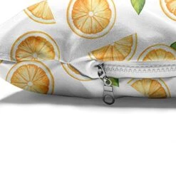 Ambesonne Orange Pet Bed, Watercolor Slices Of Orange Fruit With Green Leaves Fresh Ripe Juicy Food, Chew Resistant Pad For Dogs And Cats Cushion With Removable Cover, 24" X 39", Orange Green White -Zoomie Shop 51RYEIVQQKL