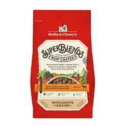 Stella & Chewy's SuperBlends Raw Coated Wholesome Grains Grass-Fed Beef, Beef Liver & Lamb Recipe With Superfoods, 3.5 Lb. Bag