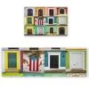 Non-slip Rubber Backing Kitchen Runners Set Puerto Rico Door Gate Square , Standing Mat Carpet For Baby Crawling/Bathroom/Gate Entrance Colorful Retro Arched Wall 2 Piece (15.7x23.6 In + 15.7x47.2 In)