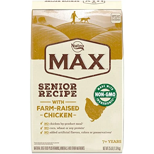 NUTRO MAX Senior Recipe Dry Dog Food With Farm-Raised Chicken, 25 LB Bag 1 NUTRO MAX Senior Recipe Dry Dog Food With Farm-Raised Chicken, 25 LB Bag