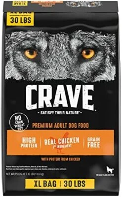 CRAVE Grain Free High Protein Adult Dry Dog Food, Chicken, 22 Lb. Bag, Brown -Zoomie Shop 51RtB5rhqiL. AC