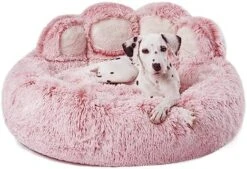 Jiupety Dog Bed With Standing Paws | Upgraded Soothing Paw Dog Bed | Cozy Comfy Small Dog Bed | Creative Dog Donut Bed With Bear Paws | Pink L Size 26”X26”X8” | Pet Paw Dog Bed For Small Dogs -Zoomie Shop 51RvFMynLiL. AC