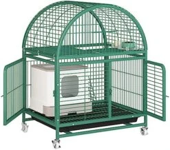 Cat Playpen For Indoor Cats Universal Wheel With Lock Made Of Thick Steel Pipe Steel Wire, Anti-Collision Door Lock Suitable For Cats, Dogs, 3 Colors (Color : Green, Size : 79 * 63 * 97cm) -Zoomie Shop 51S2oJlPOQL. AC