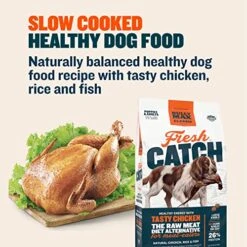 Bully Max Classic Fresh Catch Chicken, Rice & Fish Recipe - Slow-Cooked, Nutritious Puppy & Dog Food, Large Kibble Wholesome Dog Food, Natural Dog Food W/Added Vitamins, Minerals, & Nutrients, 12 Lbs -Zoomie Shop 51S4EXECyfL