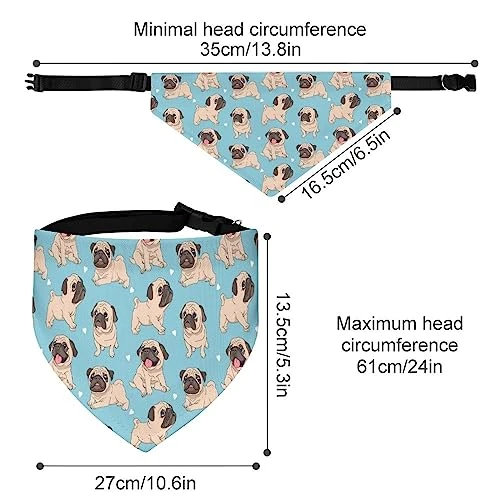 GENERIC Funny Cartoon Pugs Puppies Pet Bandana Collar - Scarf Collar - Art Dog Bandana Minimal Head Cicumference 2 GENERIC Funny Cartoon Pugs Puppies Pet Bandana Collar - Scarf Collar - Art Dog Bandana Minimal Head Cicumference - Image 2