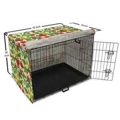 Lunarable Fruit Dog Crate Cover, Repetitive Pattern Of Pear And Apple Branches With Leaves Blooming Organic Foods, Easy To Use Pet Kennel Cover For Small Dogs Puppies Kittens, 42 Inch, Multicolor -Zoomie Shop 51SdqzSPehL