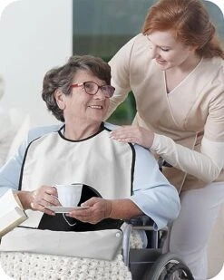 Funnywall88 Adult Bibs Black Puppy Dog Pets Waterproof Apron For Elderly, Women For Eating With Adjustable Strap Snap Closure - Washable With Optional Crumb Catcher, Reusable, Large -Zoomie Shop 51T347bZf1L