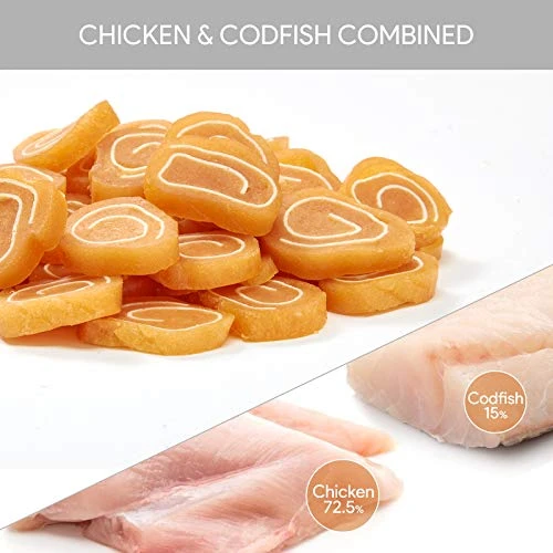 Jungle Calling Chicken Wrapped Dog Treats, Grain Free Soft Chewy Chicken&Codfish Treats For Training Rewards,10.6Ounce 3 Jungle Calling Chicken Wrapped Dog Treats, Grain Free Soft Chewy Chicken&Codfish Treats For Training Rewards,10.6Ounce - Image 3