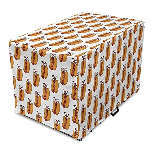 Ambesonne Hot Dog Dog Crate Cover, Cheerful Characterized Food With Eyes And Smiling Frankfurter, Easy To Use Pet Kennel Cover For Small Dogs Puppies Kittens, 18 Inch, Apricot Vermilion 1 Ambesonne Hot Dog Dog Crate Cover, Cheerful Characterized Food With Eyes And Smiling Frankfurter, Easy To Use Pet Kennel Cover For Small Dogs Puppies Kittens, 18 Inch, Apricot Vermilion
