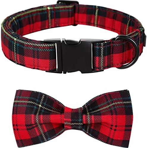 Lionet Paws Dog Collar With Bowtie - Cute Cotton Bowtie Dog Collar With Metal Buckle For Small Dog Girl Boy Gift, S, Neck 10-16in 6 Lionet Paws Dog Collar With Bowtie - Cute Cotton Bowtie Dog Collar With Metal Buckle For Small Dog Girl Boy Gift, S, Neck 10-16in - Image 6