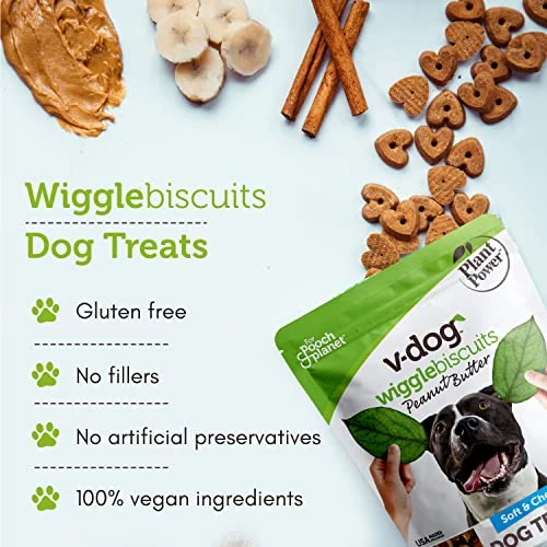 V-dog Soft And Chewy Vegan Wiggle Dog Biscuits - Dog Training Treats - Small, Medium And Large Breeds - Natural Peanut Butter Flavor Superfoods - 10 Ounce - All Natural - Made In The USA 5 V-dog Soft And Chewy Vegan Wiggle Dog Biscuits - Dog Training Treats - Small, Medium And Large Breeds - Natural Peanut Butter Flavor Superfoods - 10 Ounce - All Natural - Made In The USA - Image 5