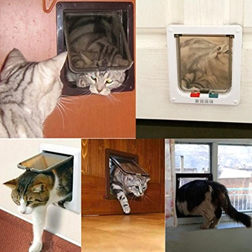 XIAOYU Interior 4 Ways Locking Cat Dog Door & Flaps, Brown, Large 4 XIAOYU Interior 4 Ways Locking Cat Dog Door & Flaps, Brown, Large - Image 4