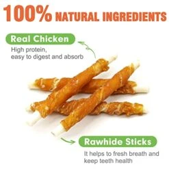 MON2SUN Dog Treats, 5 Inch Rawhide Twist Chicken Hide Sticks, Suitable For Puppy And Small Dogs, 5 Inch (Chicken, Pack Of 40) 9 MON2SUN Dog Treats, 5 Inch Rawhide Twist Chicken Hide Sticks, Suitable For Puppy And Small Dogs, 5 Inch (Chicken, Pack Of 40) -Zoomie Shop 51UVuq74GXL